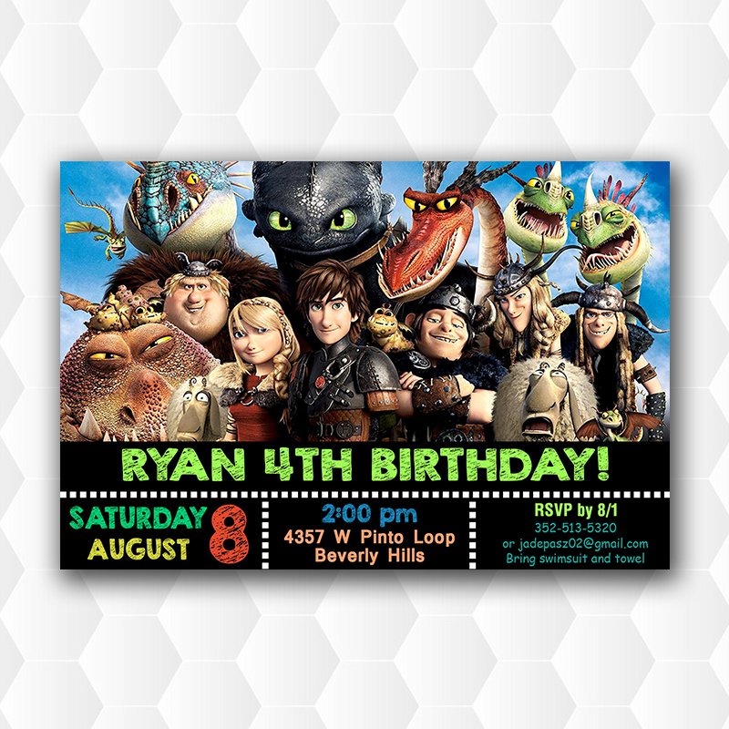 How To Train Your Dragon Birthday Invitations, Hiccup And Toothless Birthday Invitation