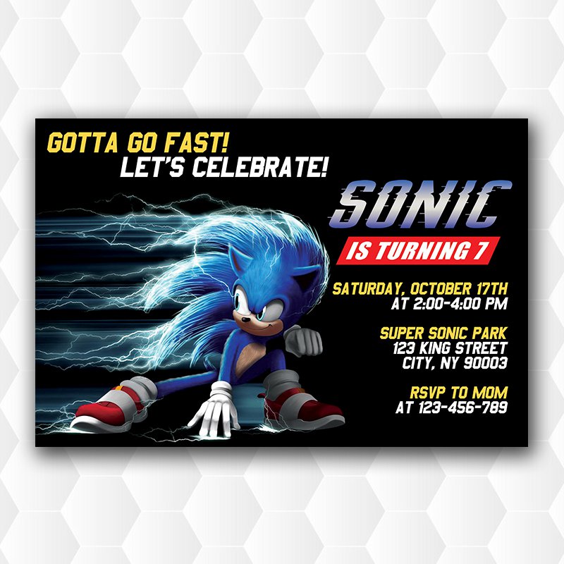 Sonic Birthday Invitations, Sonic The Hedgehog Invitation