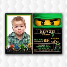Green Lego Ninjago Birthday Invitations, Ninjago Invitation Party With Photo