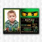 Green Lego Ninjago Birthday Invitations, Ninjago Invitation Party With Photo