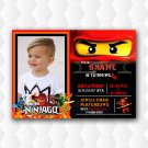 Red Lego Ninjago Birthday Invitation With Photo, Ninjago Party Invitation