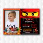 Red Lego Ninjago Birthday Invitation With Photo, Ninjago Party Invitation