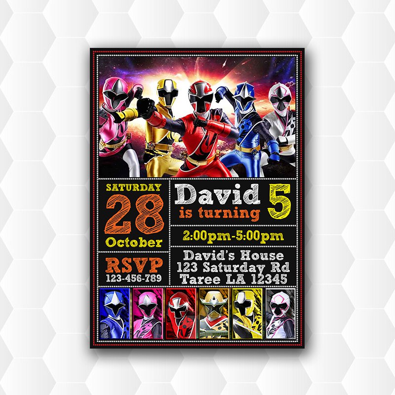 Power Rangers Ninja Steel Megazord Birthday Invitation