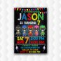 Mighty Morphin Power Rangers Megazord Birthday Invitation, Power Rangers Invitation