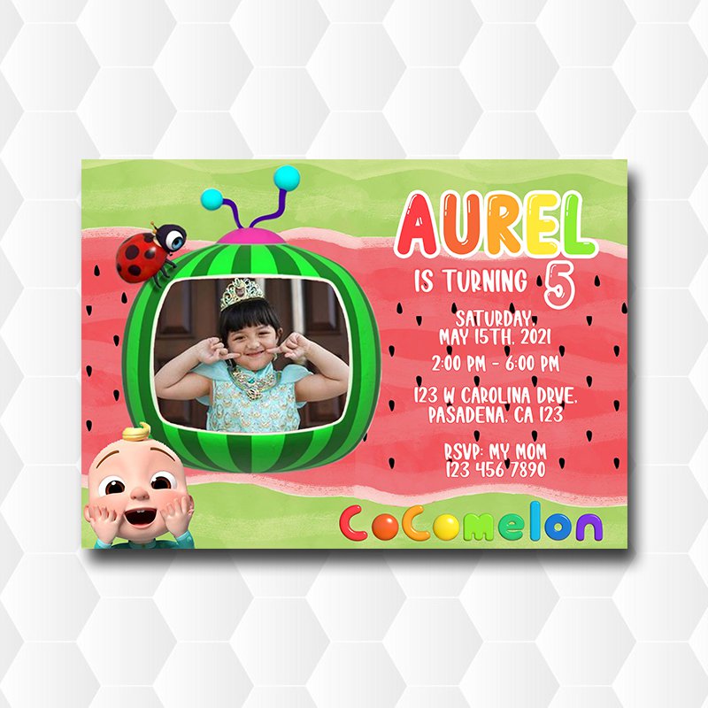 Cocomelon Birthday Invitations With Photo