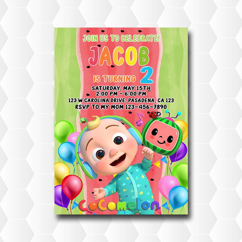 Cocomelon Funny Printable Birthday Invitation