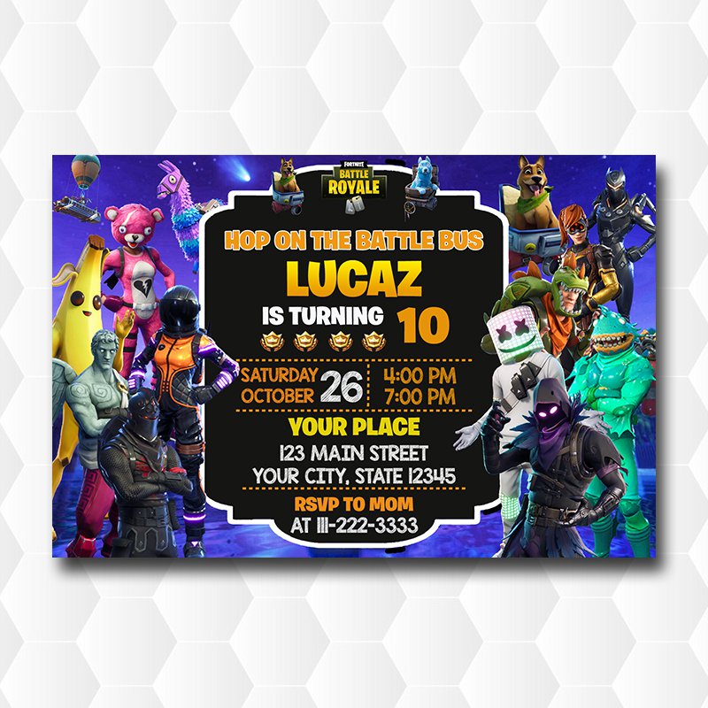 Fortnite X Marshmello Birthday Party Invitations