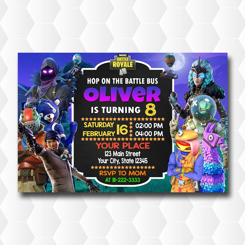Fortnite Llama Birthday Invitations