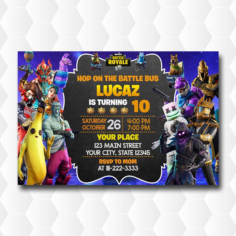 Fortnite X Battle Royale Marshmello Invitations