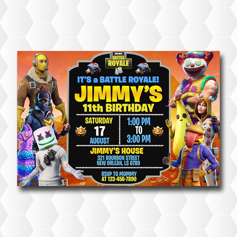 Fortnite Llama X Marshmello Birthday Invitations