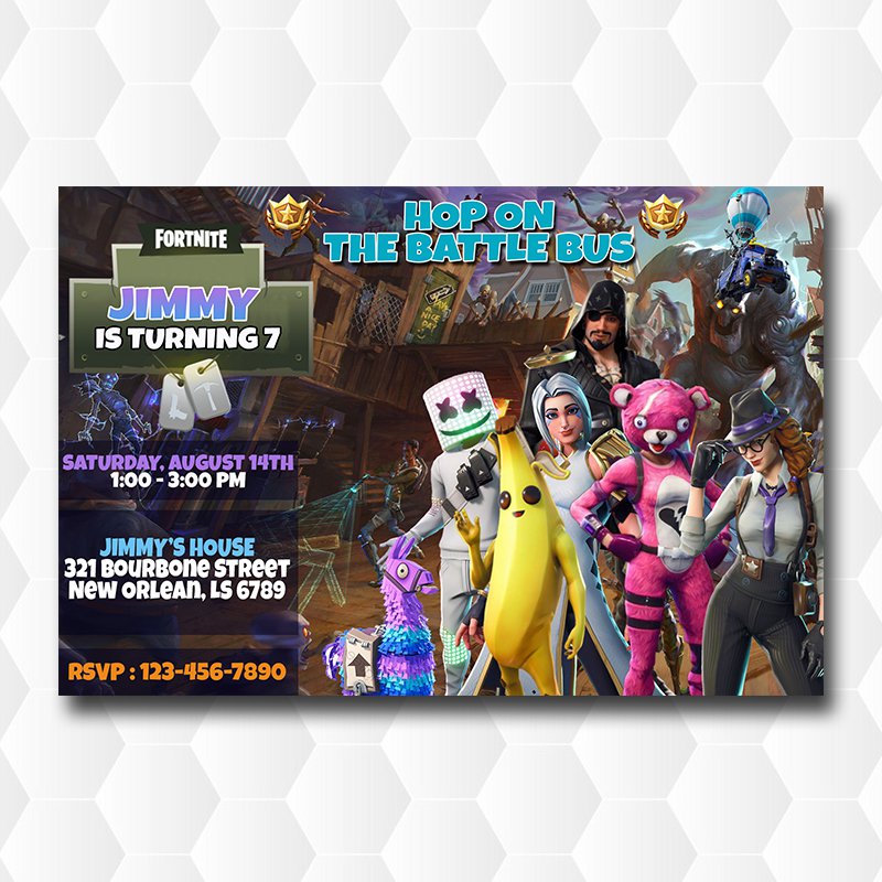 Fortnite Marshmello Printable Birthday Party Invitations