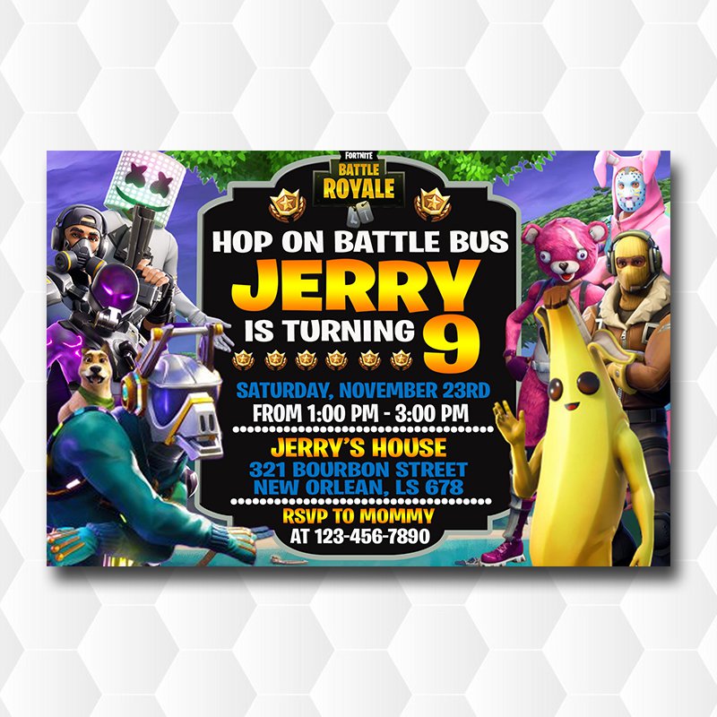 Fortnite Marshmello Birthday Invitations