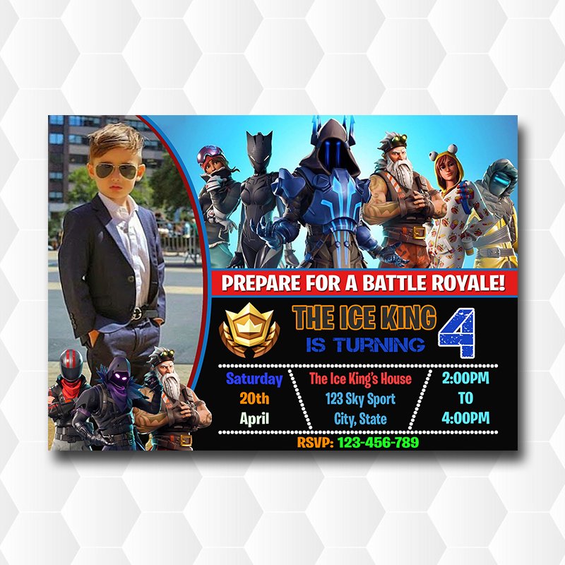 Fortnite The Ice King Battle Royale Birthday Invitation Card With Photo