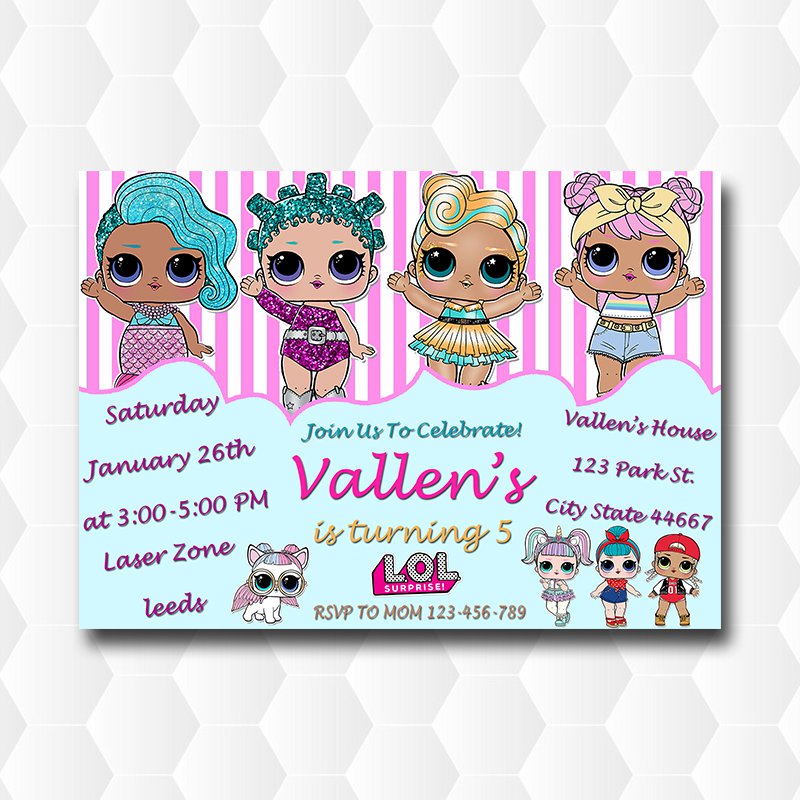 Lol Dolls Surprise Birthday Invitation For Girl