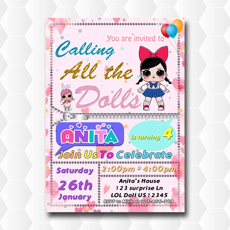 Lol Dolls Surprise Birthday Party Invitation