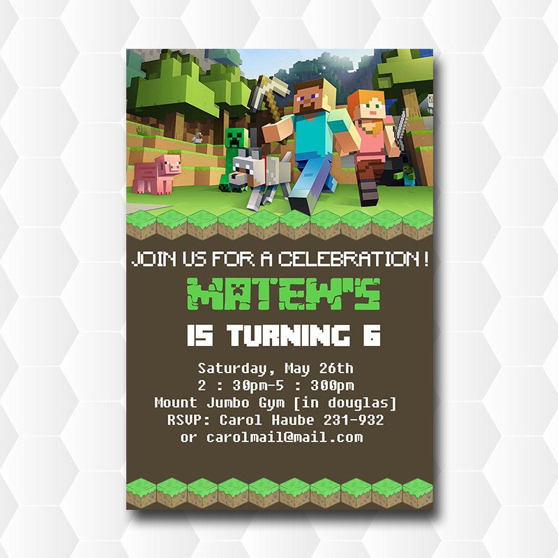 Minecraft Birthday Invitation