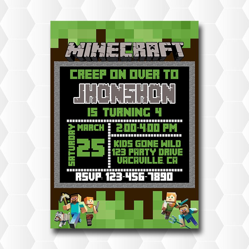 Minecraft Birthday Invitation Party