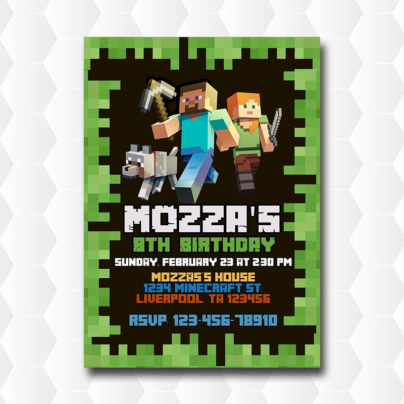 Minecraft Invitation Birthday