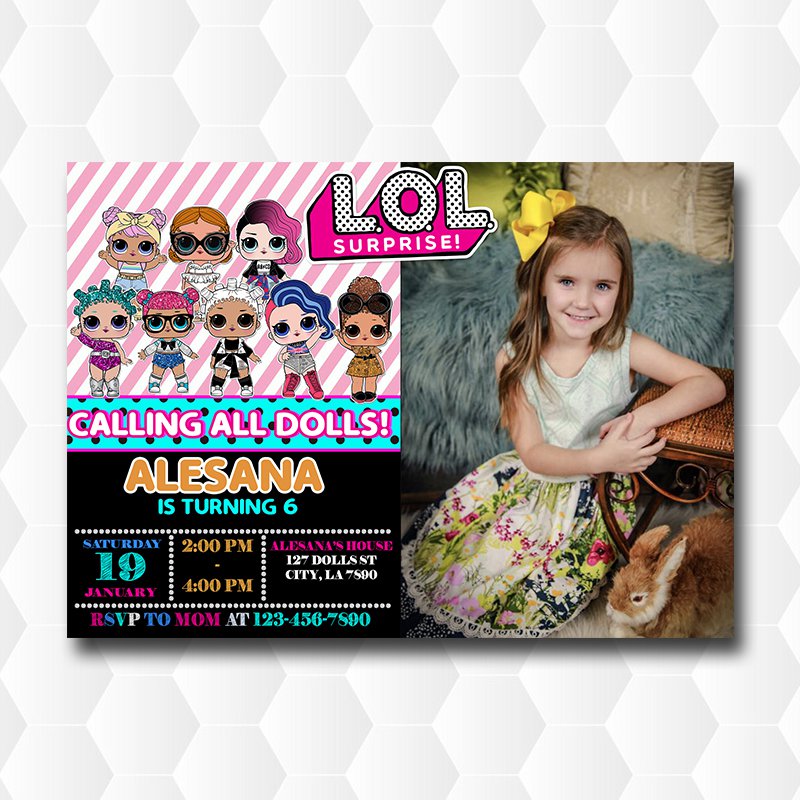 Lol Dolls Spring Sparkle Birthday Invitation With Photo