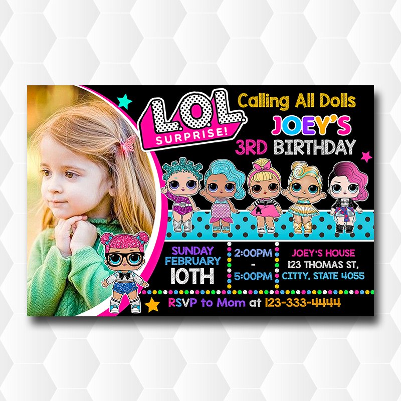 Lol Dolls Star Signs Birthday Invitation With Photo