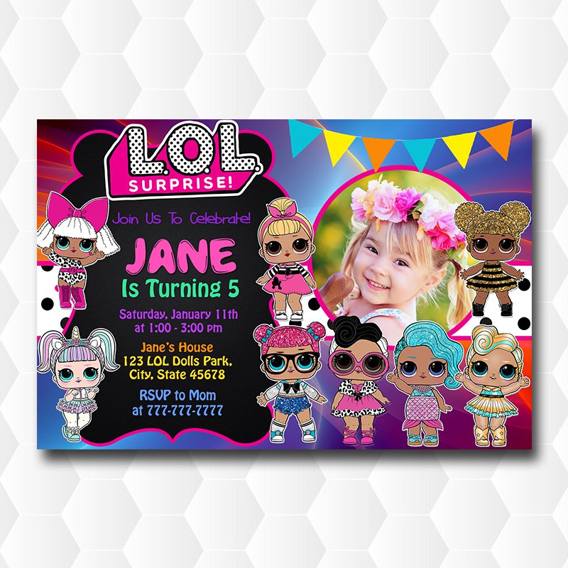 Lol Dolls Star Signs Birthday Invitation With PhotoS