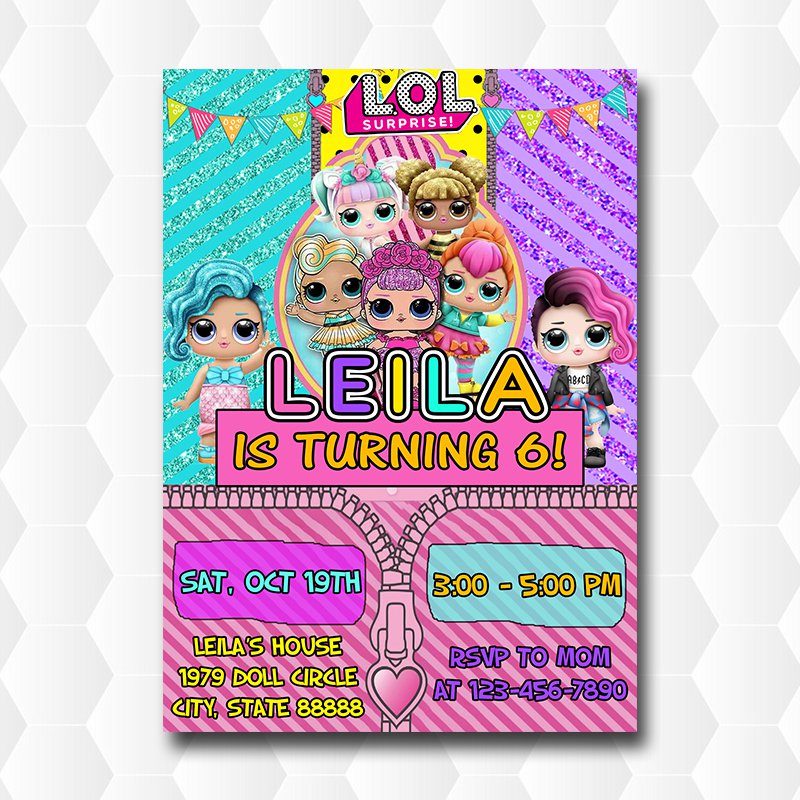 Lol Dolls Surprise Rocker Birthday Invitation