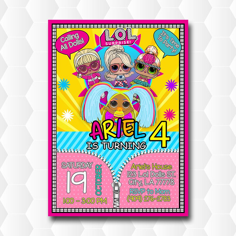 Lol Dolls Series Birthday Invitation