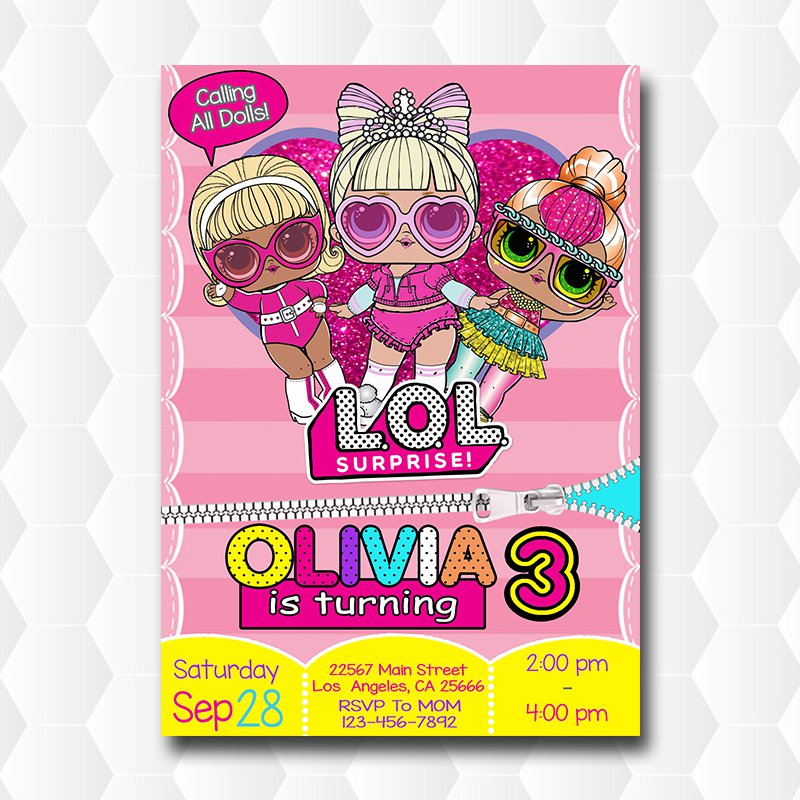 Lol Dolls Surprise Twinkling Birthday Invitation