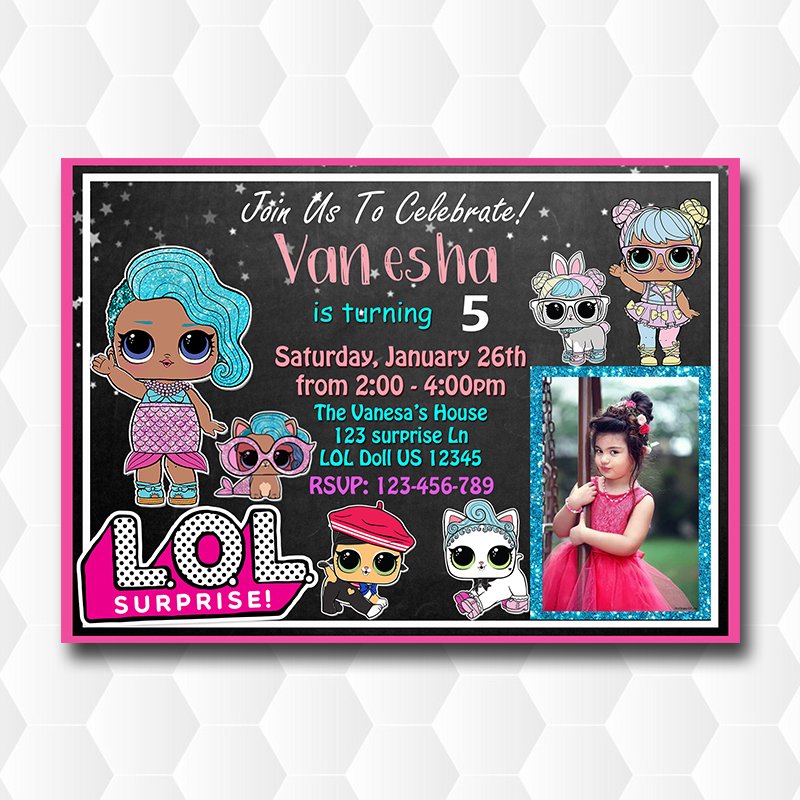 Lol Dolls Glam Glitter Birthday Invitation