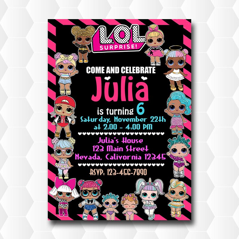 Lol Dolls Surprise Unicorn Birthday Invitation