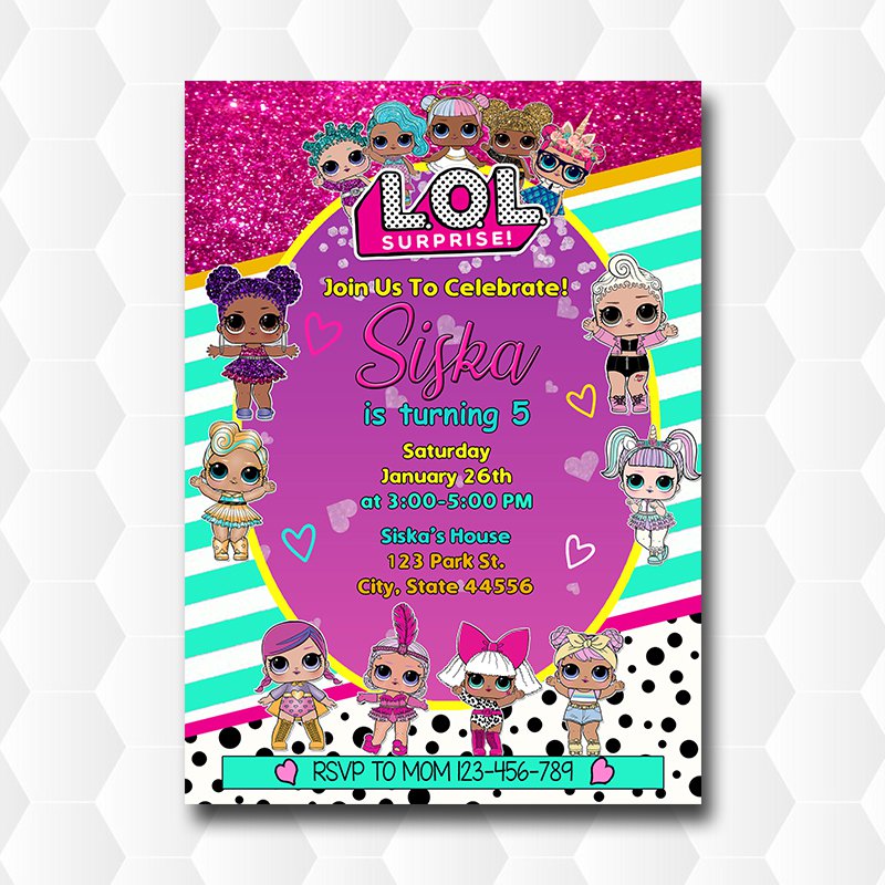 Lol Dolls Surprise Spring Sparkle Birthday Invitation