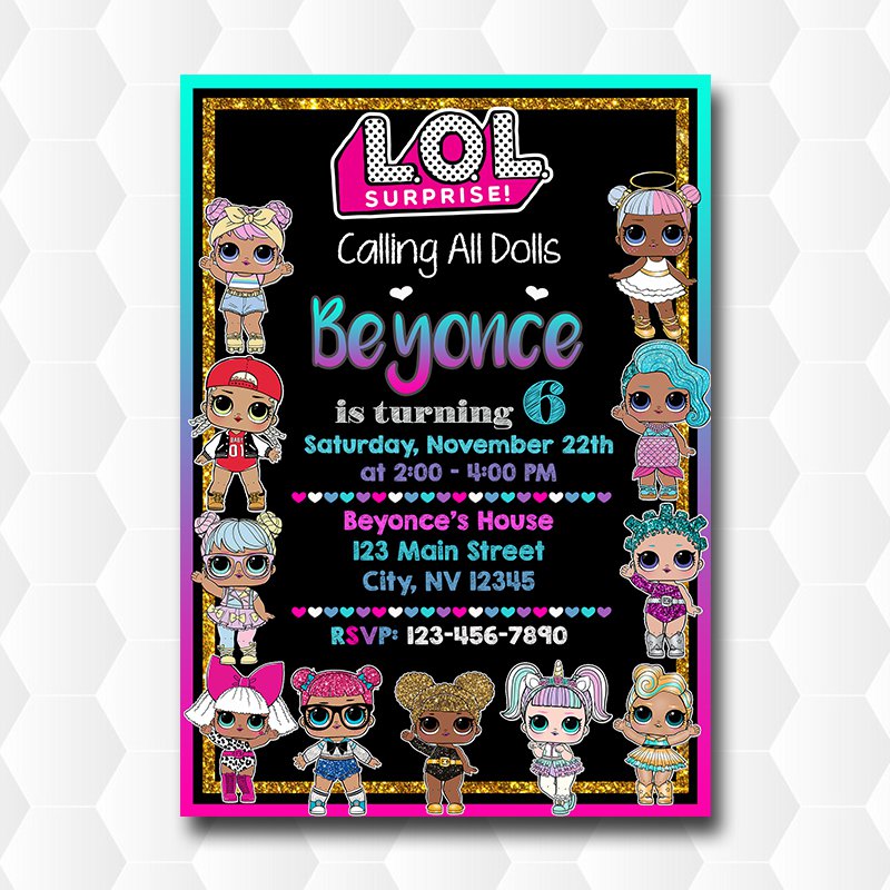 Lol Dolls Surprise Unicorn Birthday Invitation Party
