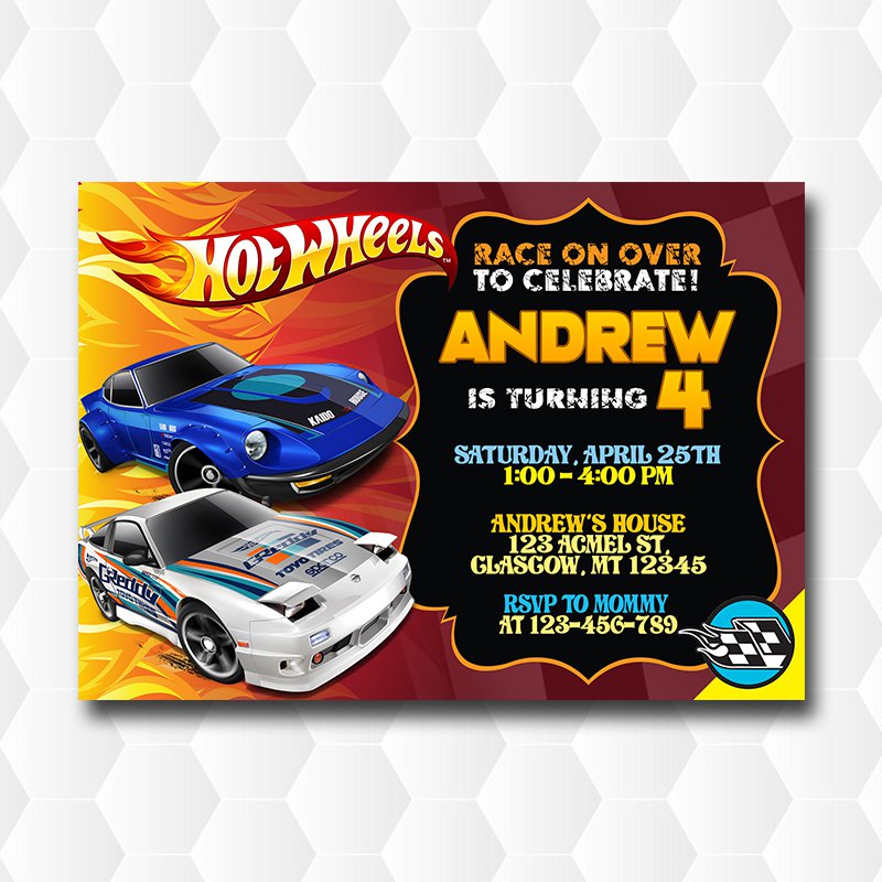 Hot Wheels Birthday Party Invitation