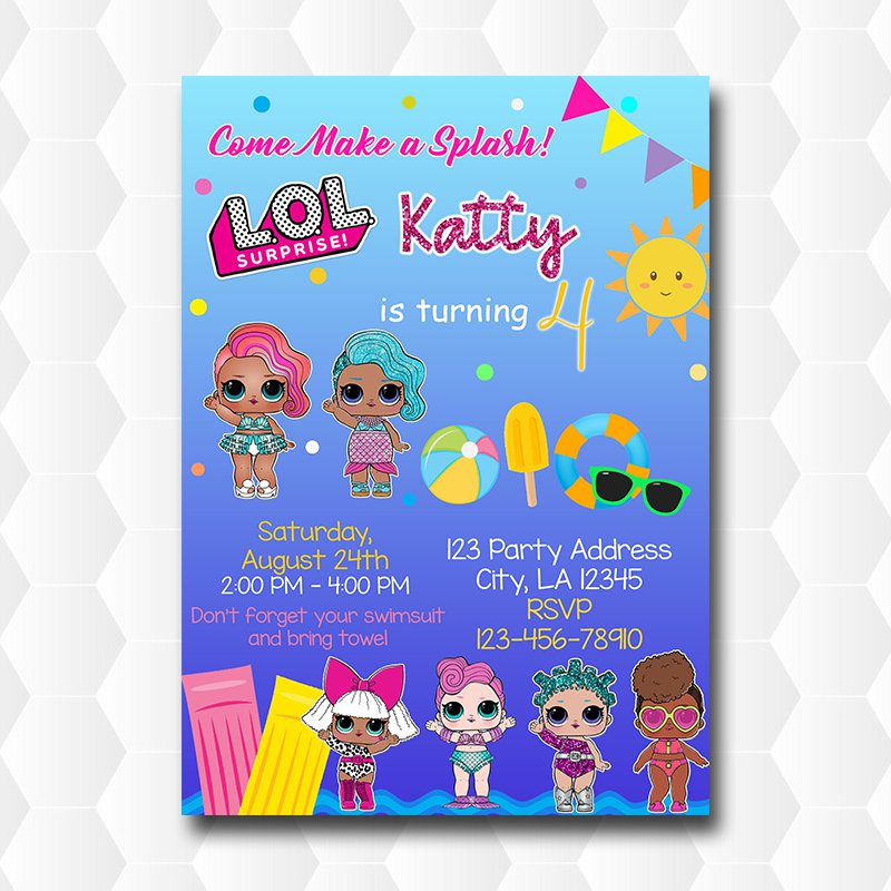 Lol Dolls Surprise Summer Birthday Invitation