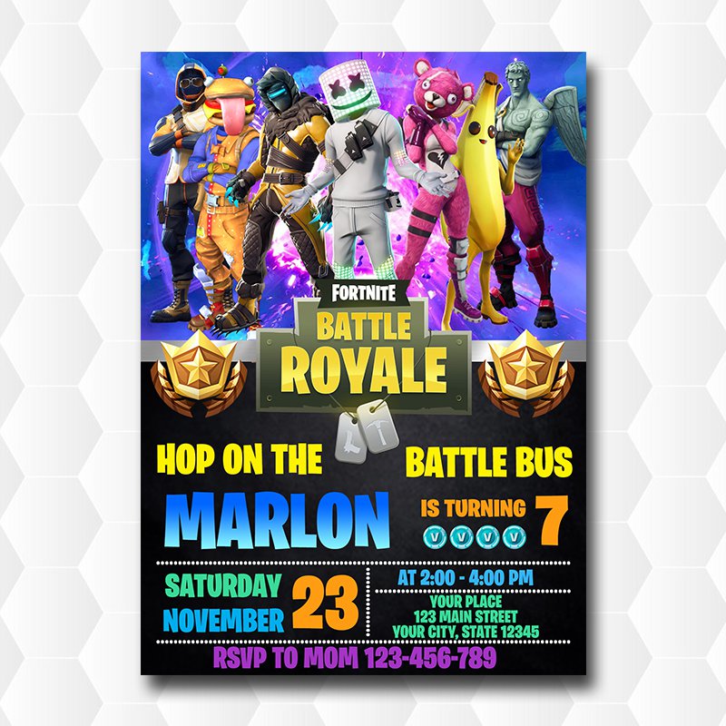 Fortnite Battle Royale Ho On The Battle Bus Birthday Invitation