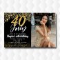 Gold Glitter 40th Birthday Invitations, Forty Birthday Party Invitations