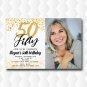 Gold Glitter 50th Birthday Invitations, Fifty Birthday Invitations