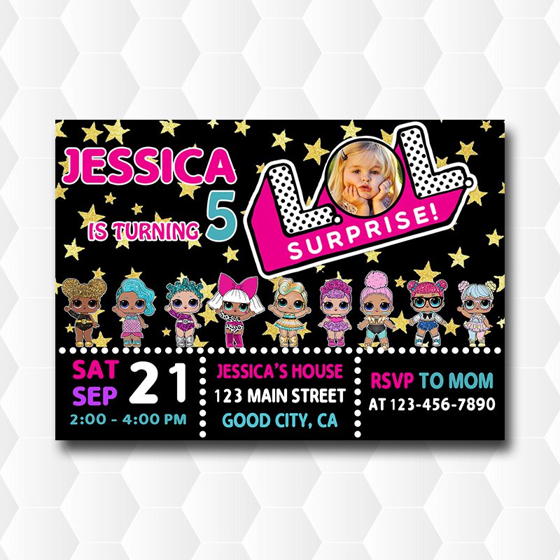 Lol Dolls Caracters Invitation With Photo