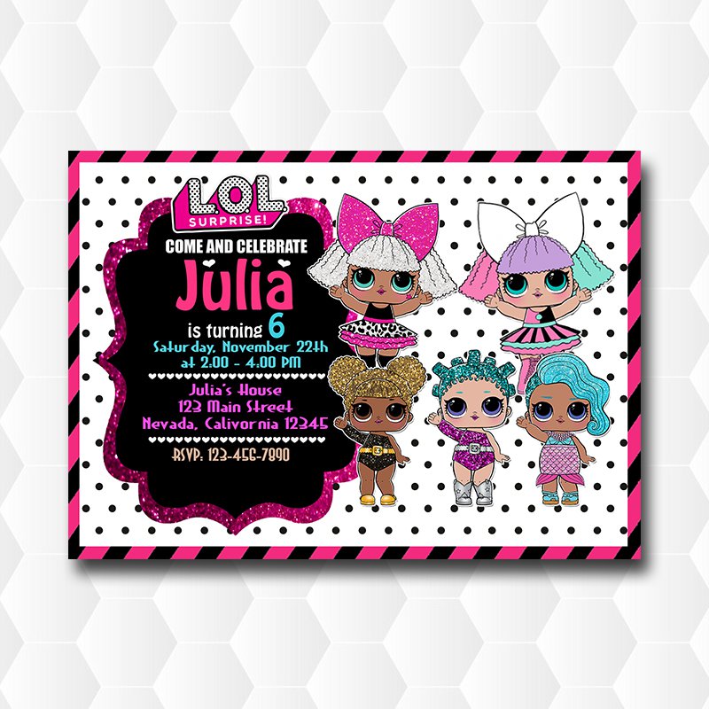 Lol Dolls Surprise Kiity Birthday Invite