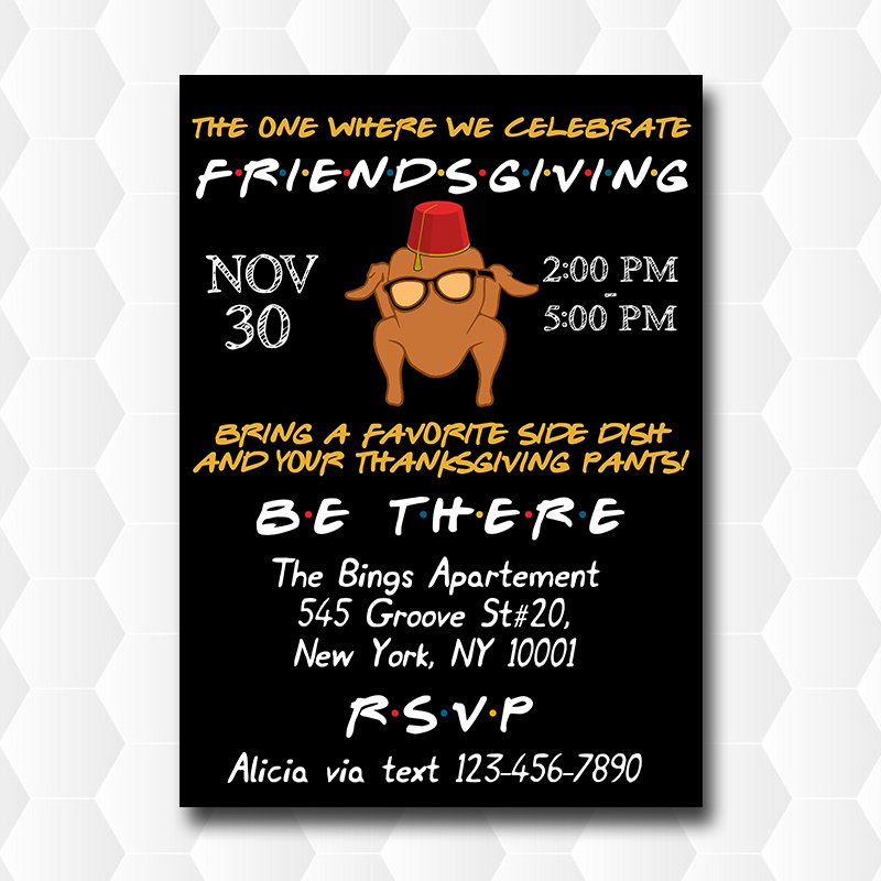 Friends Thanksgiving Turkey Friendsgiving Party Invitation