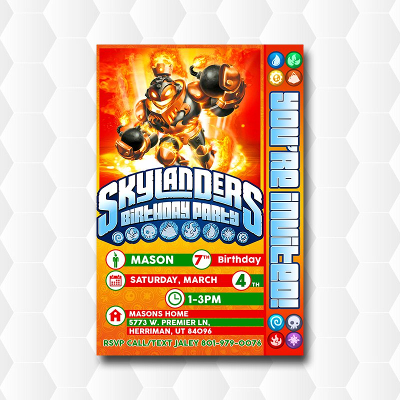New Blast Zone Skylanders Invitation