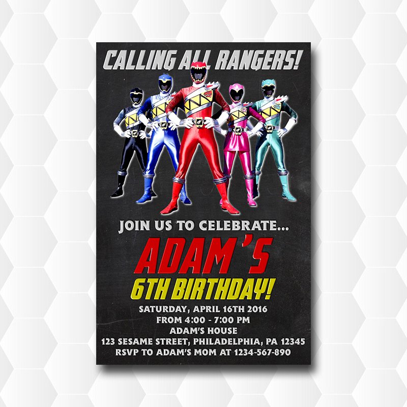 Dhino Charge Power Rangers Birthday Invitation