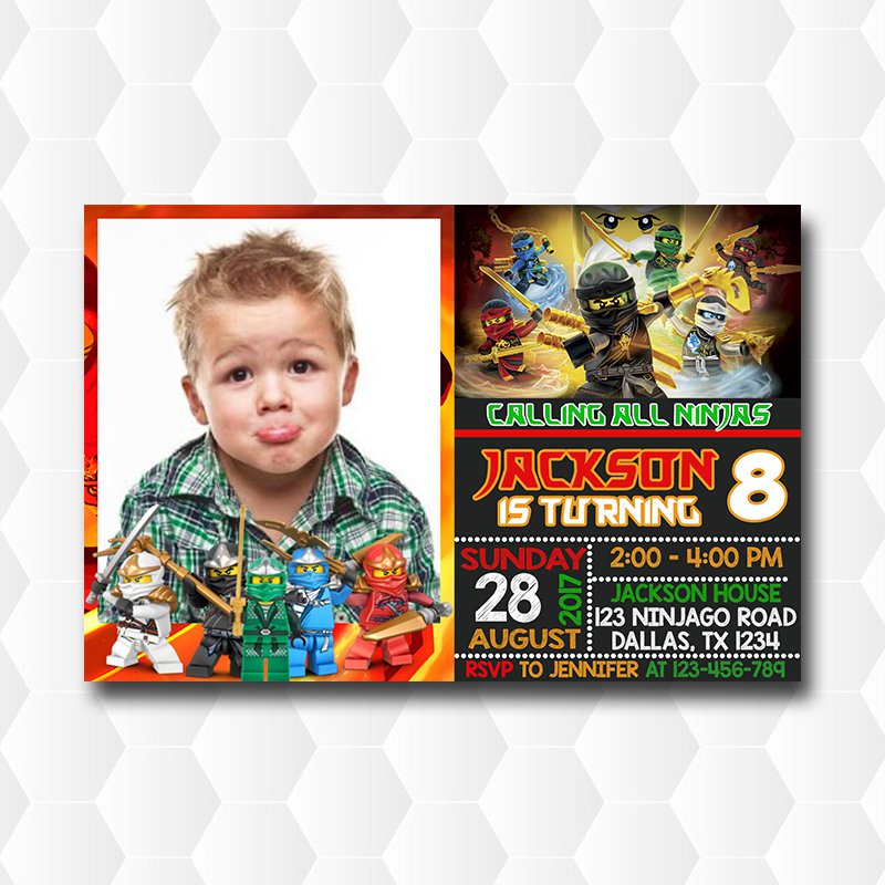 Ninjago Birthday Invites With Photo