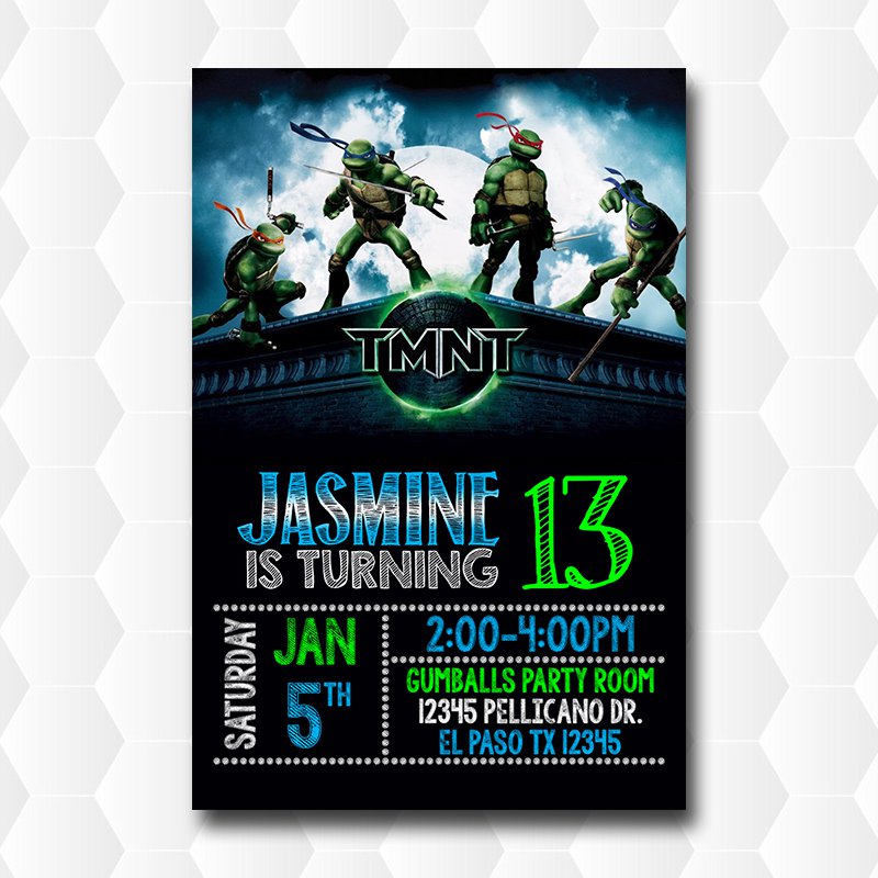 TMNT Teenage Mutant Ninja Turtles Invitation
