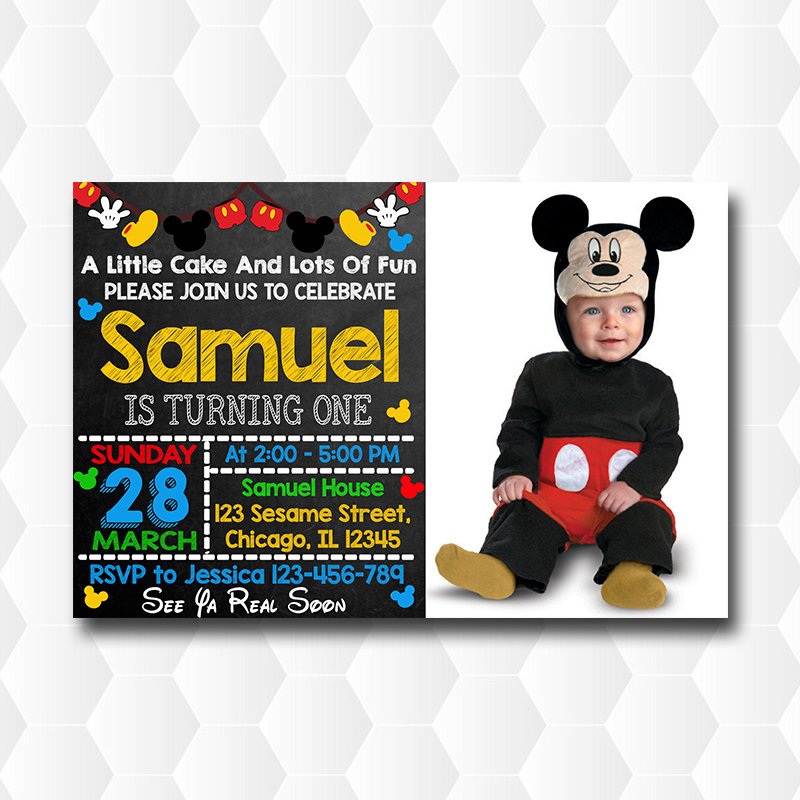 Mickey Mouse Invitation With Photo
