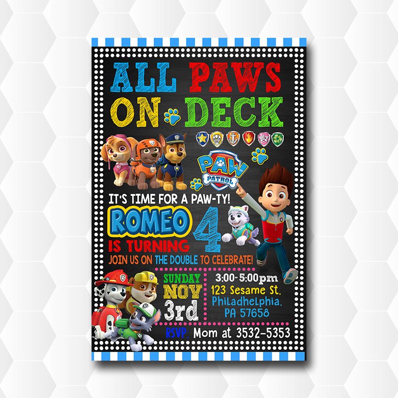 Paw Patrol Invitation For Boy