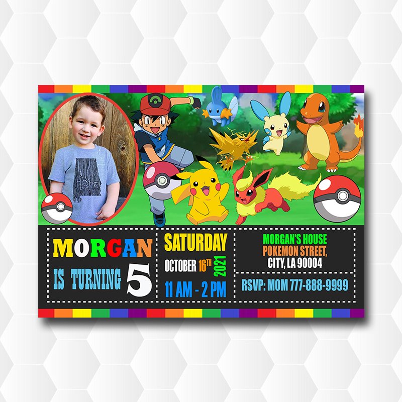 Pokemon Birthday Invitations With Photo