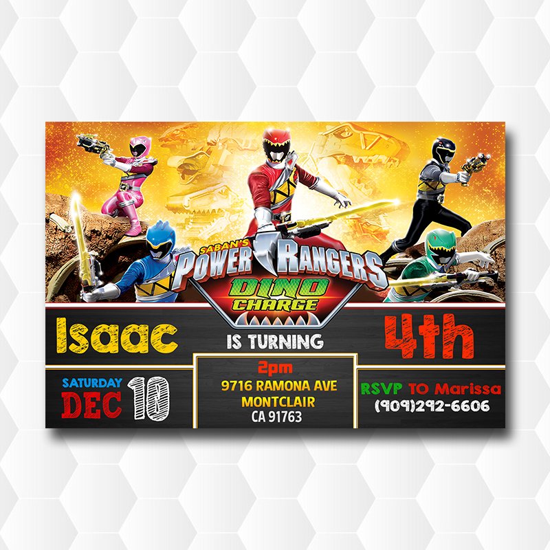 Dhino Charge Power Rangers Birthday Invitations