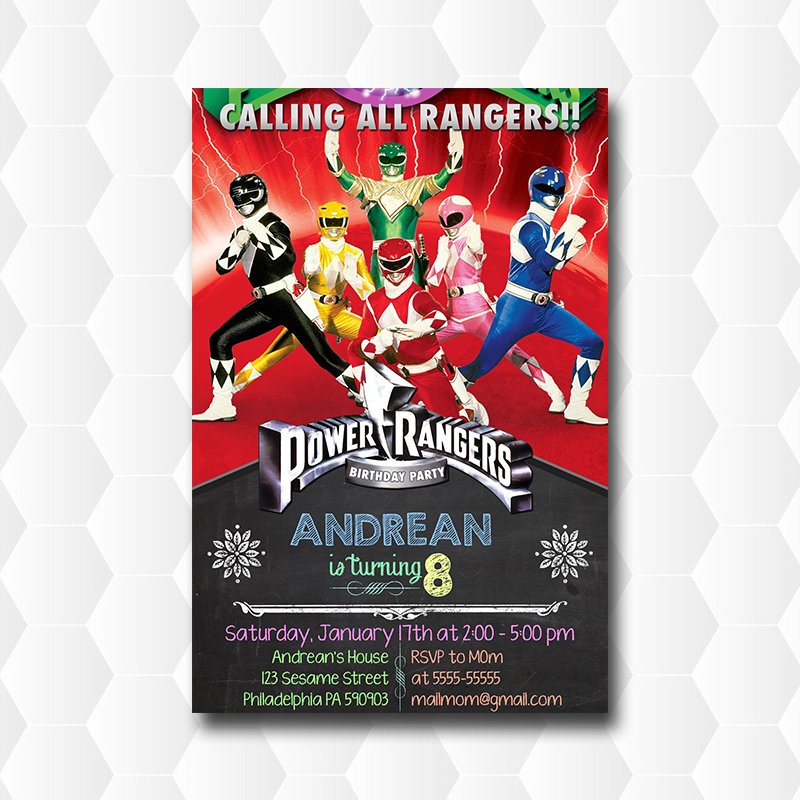 Dhino Super Charge Power Rangers Invitation