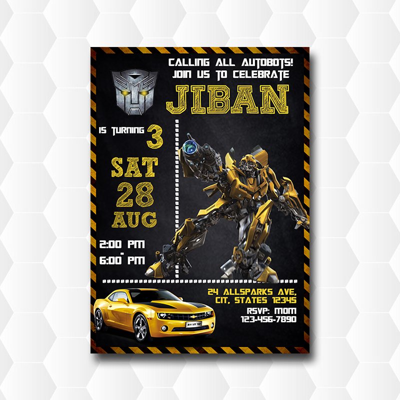 Transformers For Boy Invitation